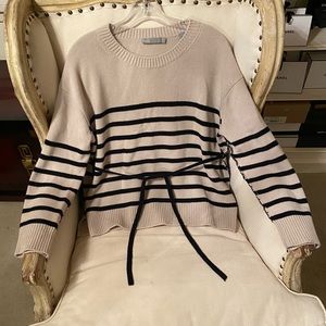 Vince 100% cashmere back tie striped sweater